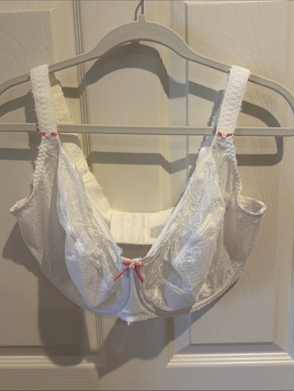 NWT Freya Jolie White Lace Balcony Underwire Bra with Pink Bow Accent - 36HH